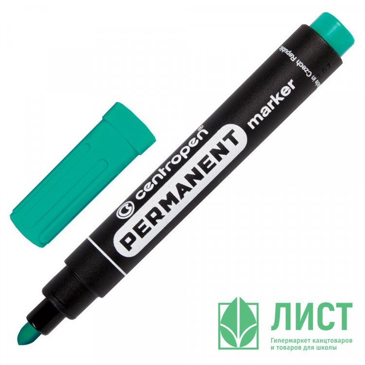 Маркер перманентный CENTROPEN круглый 2,5мм зеленый арт.8566/З
