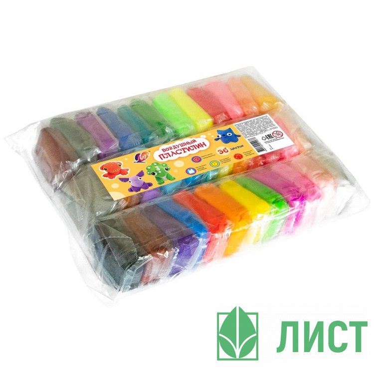 Пластилин воздушный 36 цветов ЛУЧ арт.34С 2230-08