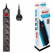 Сетевой фильтр BURO 600SH-5-B, 5м, 6 розеток черный
