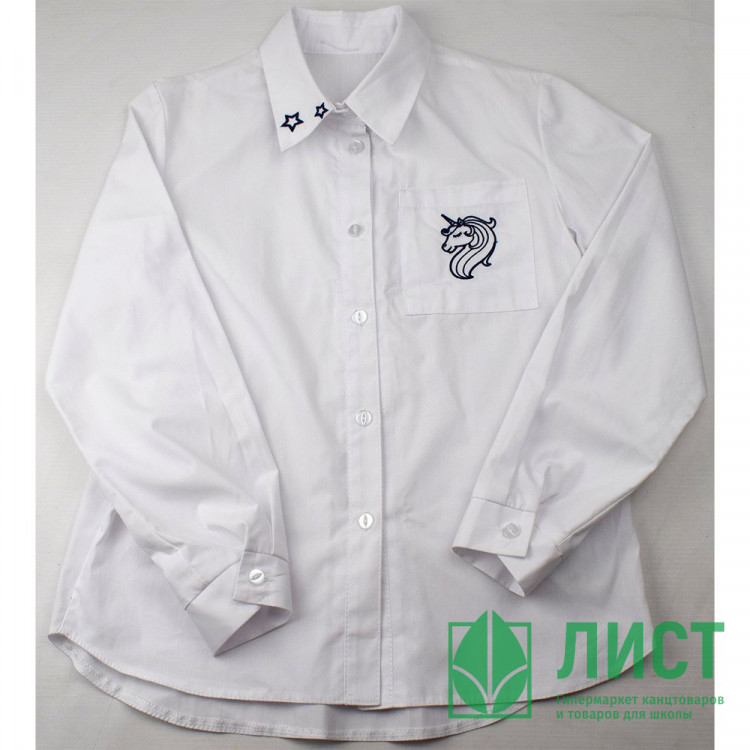 Блузка для девочки (Топтышка) длинный рукав цвет белый арт.5152 размерный ряд 34/134-40/152