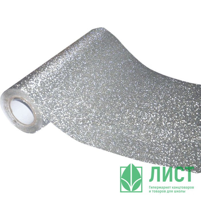Бумага самоклеящаяся 45*100см (deVENTE) ПВХ 100мкм с блестками серебристая арт 8117130
