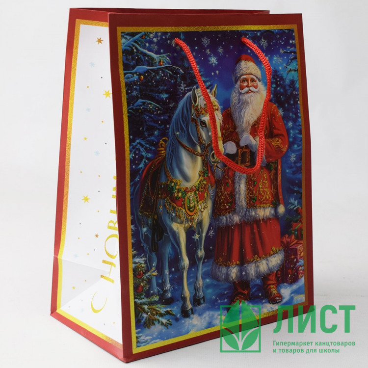 Пакет подароч. бумаж. 18*23см "Конь и Дед Мороз" арт.95684FE