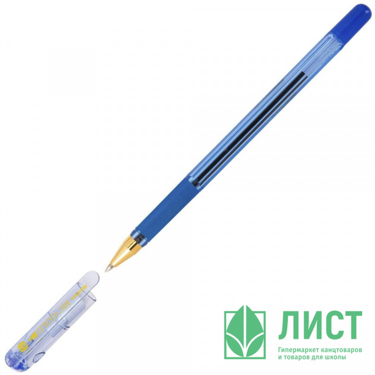 Ручка шариковая  прозрачный корпус  резиновый упор (MC Gold) синяя 0,7мм арт.ВМС07-02 (Ст.12/144/1728)