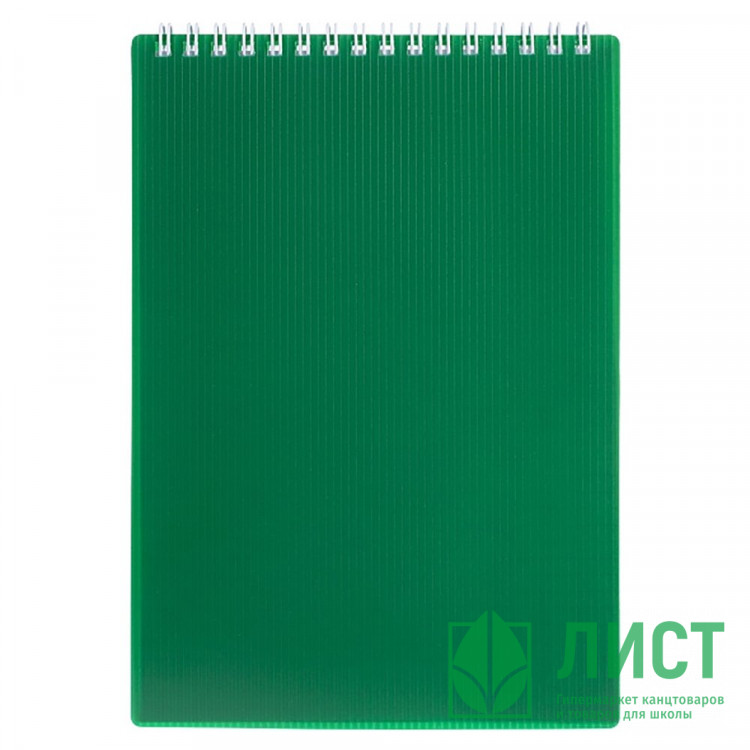 Блокнот А5 пластиковая обложка на гребне 80 листов (Hatber) VELVET Зеленый арт.80Б5В1гр_01607