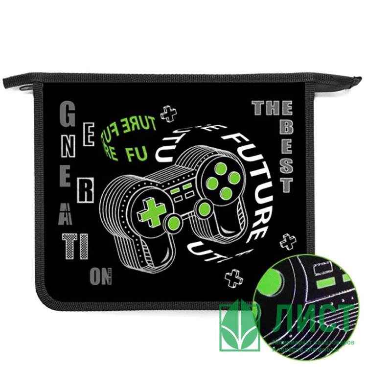 Папка школьная для тетрадей А5 на молнии (Оникс) Джойстик 3D арт.ПТ-73-12 дизайн с двух сторон