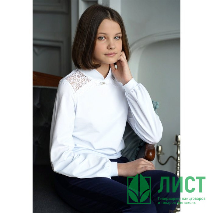 Джемпер для девочки трикотажный (Mattiel) короткий рукав цвет белый арт.D054-31 размерный ряд 34/134-44/164