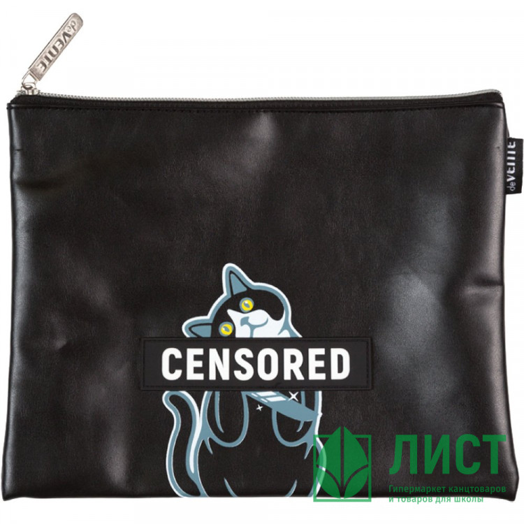 Папка школьная для тетрадей А5 на молнии кожзам (deVENTE) Censored арт.8053533