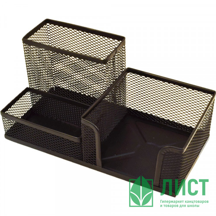 Подставка д/канц. принад. металлическая deVENTE черная, 3 секции арт.4104720 (Ст.1)