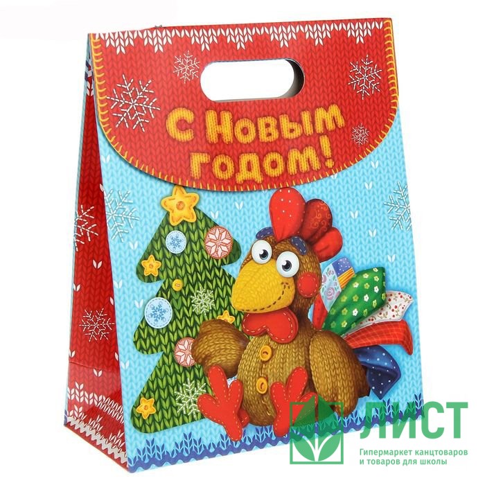 Пакет подарочный 26*32см бумаж. Вязанный петушок арт.1313833