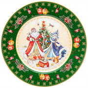 Тарелка "Дед Мороз и Снегурочка" 27см цв.зеленый арт.85-1714