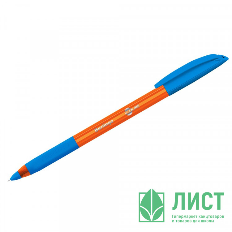 Ручка шариковая не прозрачный корпус резиновый упор (BERLINGO) Skyline синяя, 0,7мм, игла арт.CBp_07130