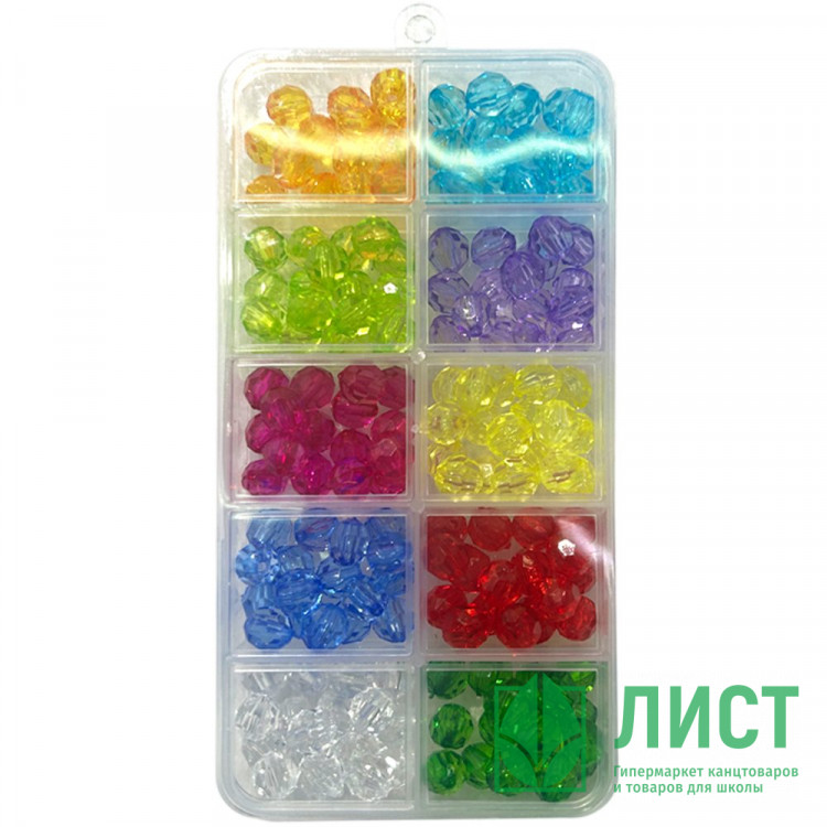 Набор бусин (deVENTE) прозрачные 6 мм ассорти пластиковый контейнер арт.8001429