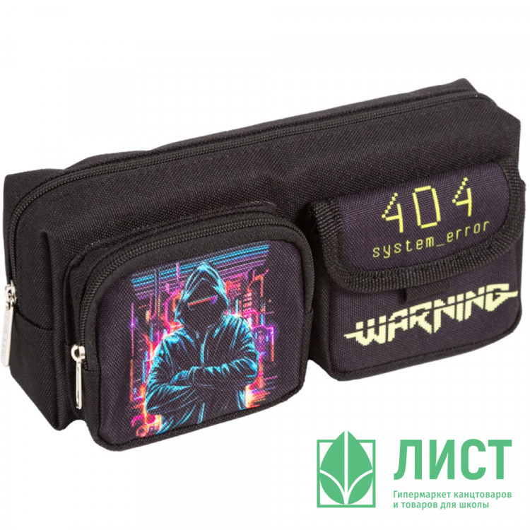 Пенал-косметичка 1 отделение (deVente) Cyber 210x85x60 мм объемный карман на молнии, карман на липучке арт.7020517