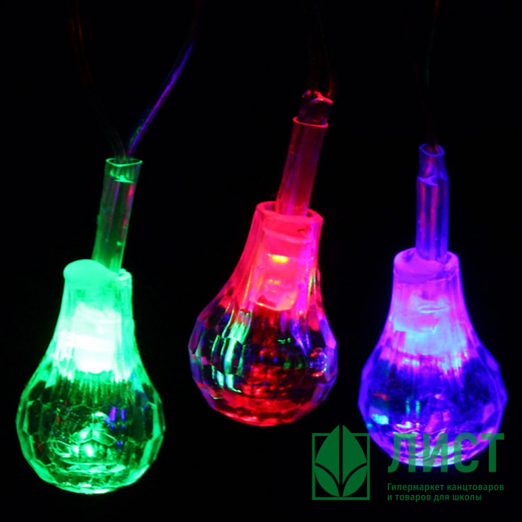 Гирлянда электрическая для дома фигурная 05м 20LED "Капля" цвет мульти (светлый провод) (можно соединять) арт.183-0055