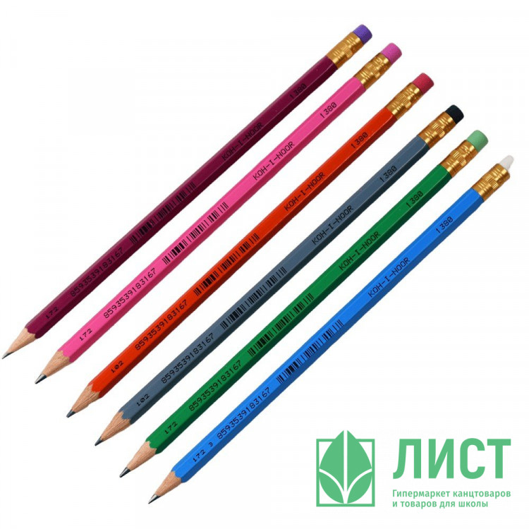 Карандаш чернографитный KOH-I-NOOR с ластиком ASTRA арт.1380/2