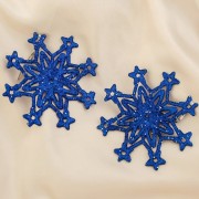 Украшение декоративное "Снежинка звездная" 02шт/набор 10см синий арт.1399799