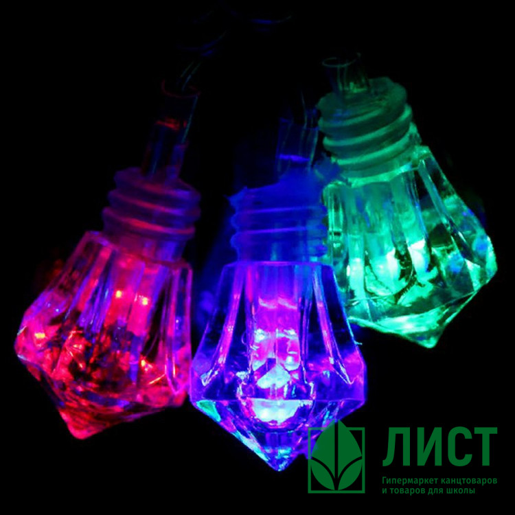 Гирлянда электрическая для дома фигурная 05м 20LED "Кристалл" цвет мульти (светлый провод) (можно соединять) арт.183-0056