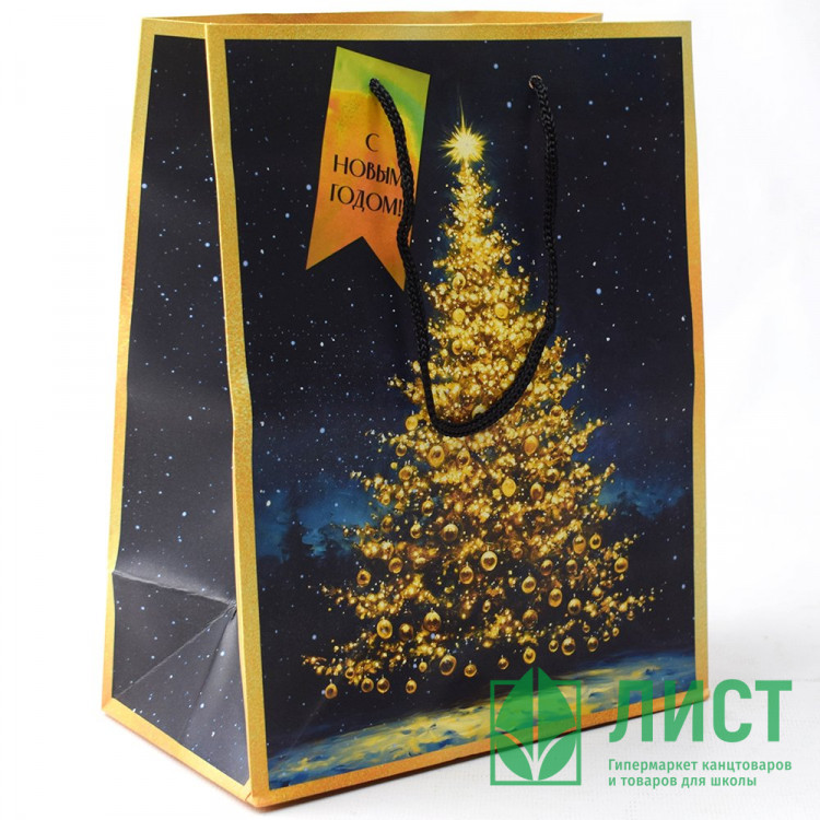 Пакет подароч. бумаж. 18*23см "Ёлка с огнями" арт.95690FE