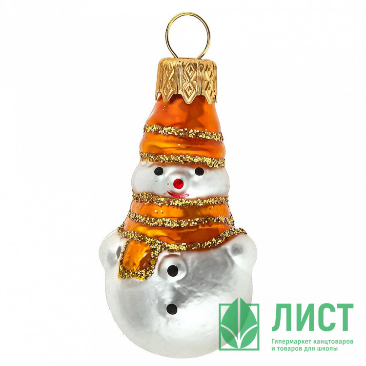 Украшение на ёлку стекло 07см "Снеговик мини" золотой п/у арт.ФУ-76/2