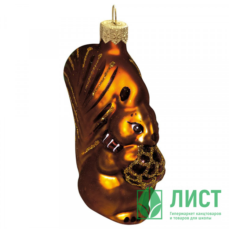 Украшение на ёлку стекло 10см "Белочка с орешком" без уп. арт.Ф630