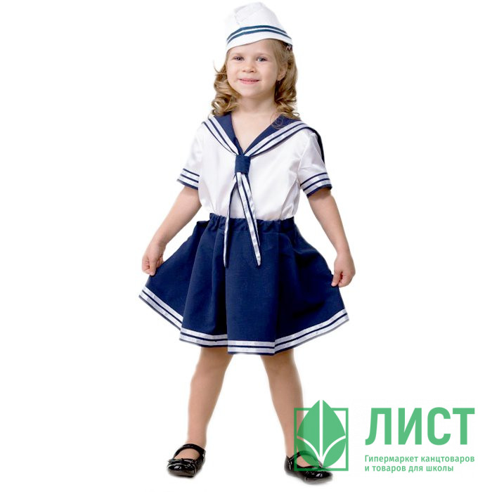 Костюм Д Морячка (блузка,юбка,головной убор) р.34 ткань арт.5704-134-68