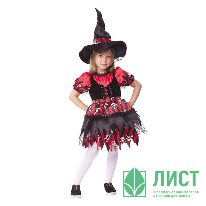 Костюм Д (ХЕЛЛОУИН) Ведьмочка (платье,колпак) р.30/116-34/134 арт.2064 к-19
