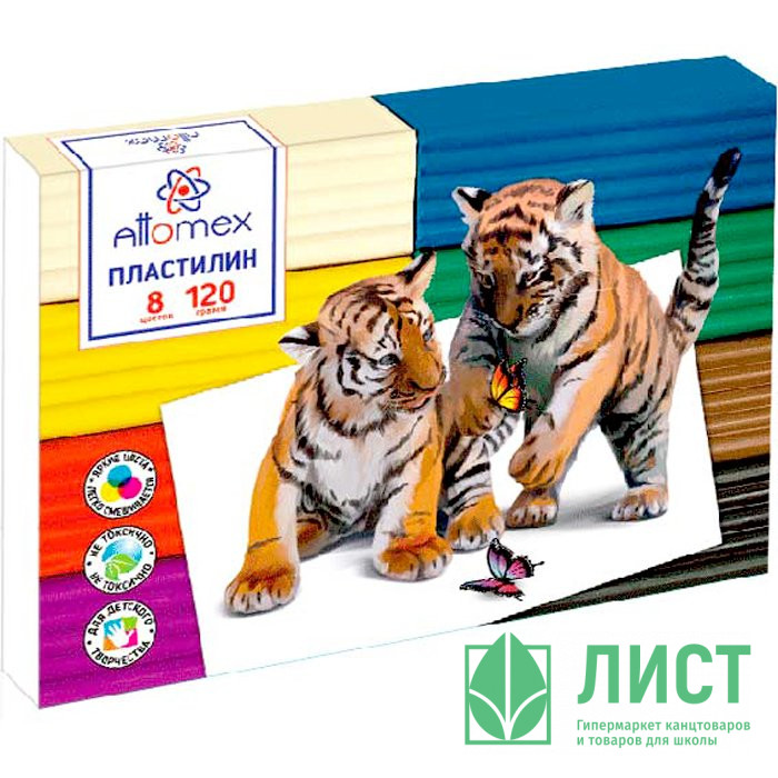 Пластилин 8 цветов 120 грамм (Attomex) Классический картонная коробка арт 8042920