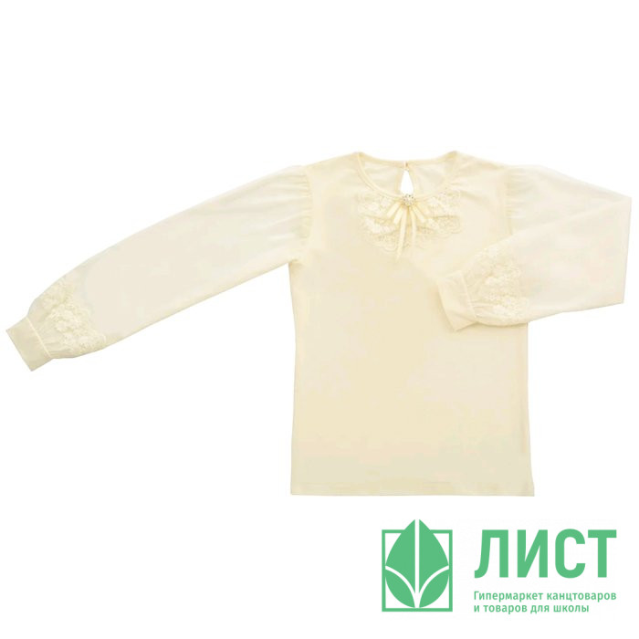 Джемпер для девочки трикотажный (Ликру) длинный рукав цвет экрю арт.0080 МУЗА размерный ряд 32/128-42/164