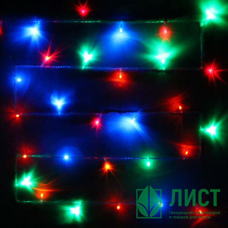 Гирлянда электрическая для дома точечная 9,5м 100LED цвет мульти (прозрачный провод) 8режимов (можно соединять) арт.129-018