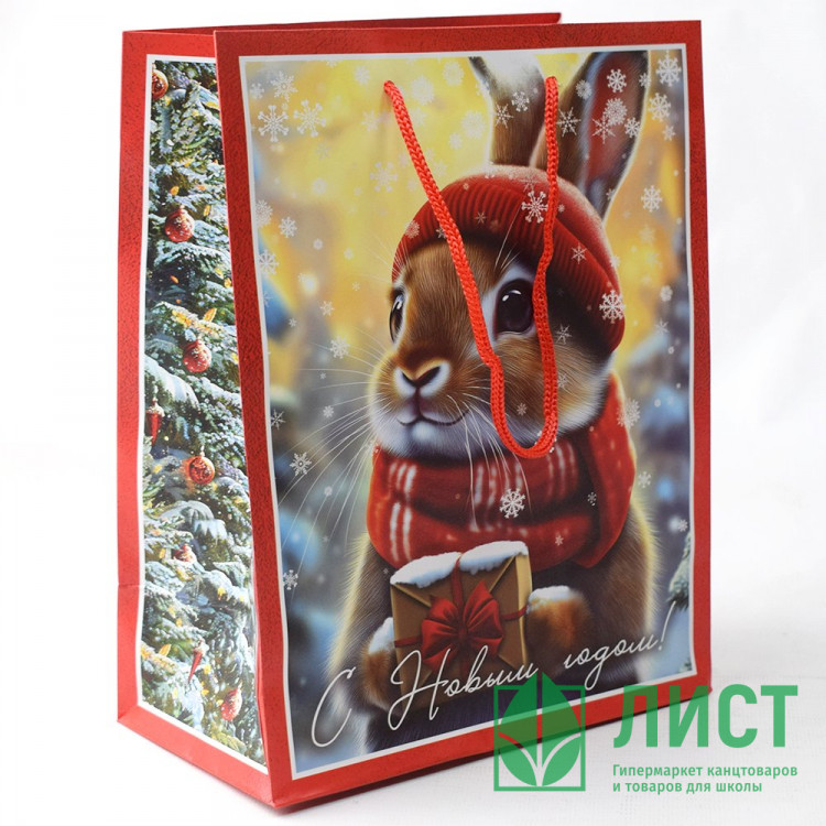 Пакет подароч. бумаж. 18*23см "Зайка новогодний" арт.95699FE