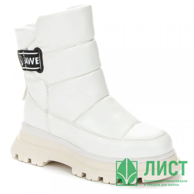 Дутики для девочек зимние (BETSY) белые верх- кожа  подкладка -искусственная шерсть артикул 938456/02-02