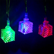 Гирлянда электрическая для дома фигурная 05м 20LED "Кубик витой" цвет мульти (светлый провод) (можно соединять) арт.183-0068