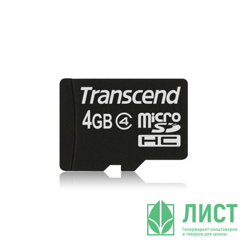 Карта памяти 4GB microSD, Transcend  microSDHC Class 4