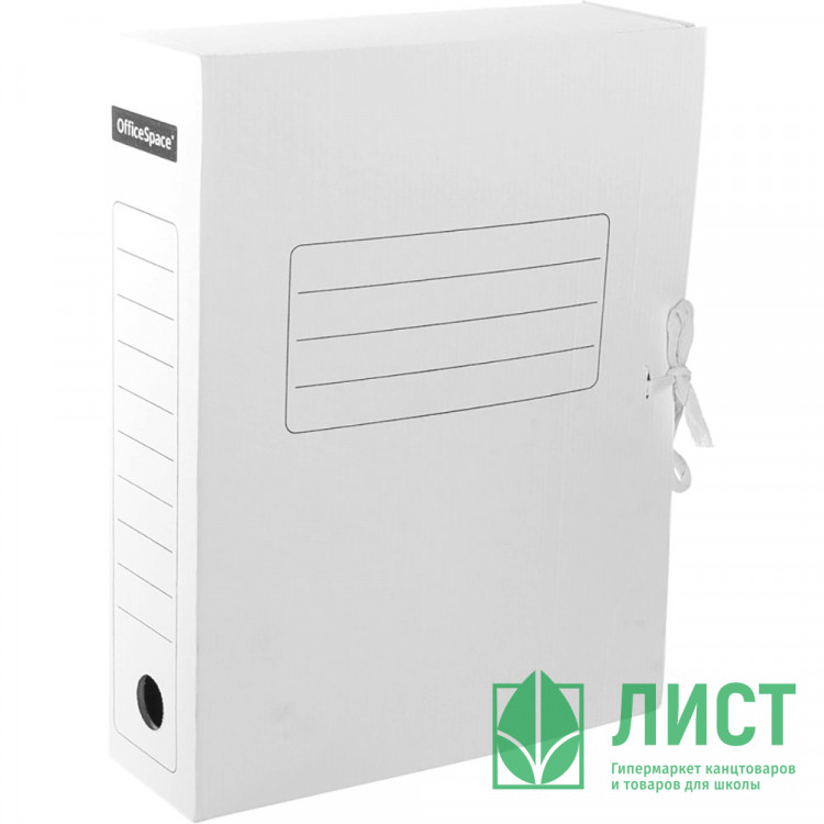 Короб архивный А4 г/карт  75мм на завязках белый (Ст.10)