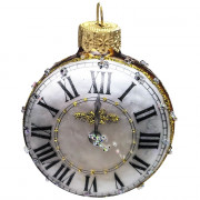 Украшение на ёлку стекло (серия Премиум) 07,5см "Часы-круглые" золото п/у арт.АУ-169