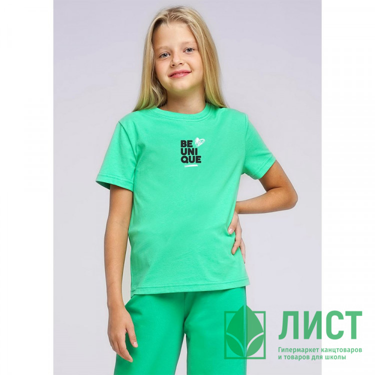 Футболка для девочки артикул CLE 846267/70кд_п размер 34/134-42/158 цвет зеленый
