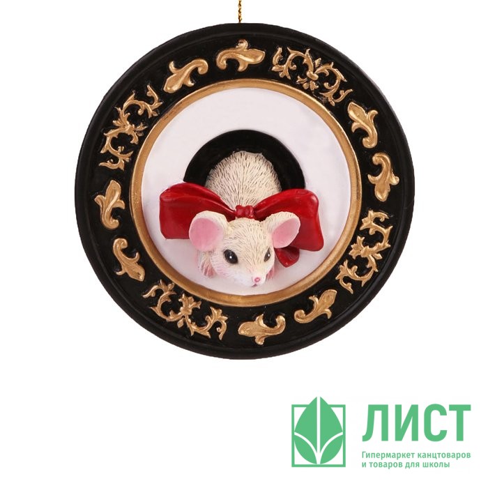 Украшение декор.подвеска "Медальон. Мышка с бантиком" 08см арт.80279