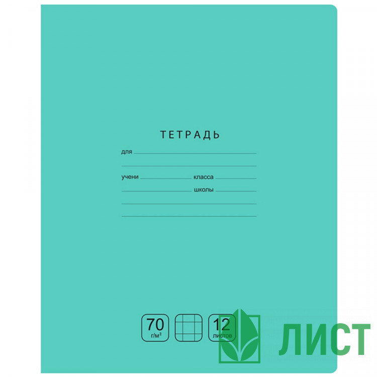 Тетрадь 12 листов крупная клетка BG Отличная зеленая арт.Т5ск12 11765
