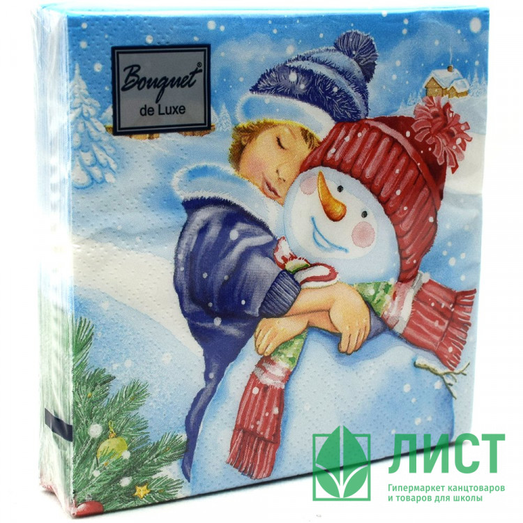 Салфетки бумажные 24*24см 3 слоя 25шт/уп. Bouquet "Зимняя любовь" арт.57868