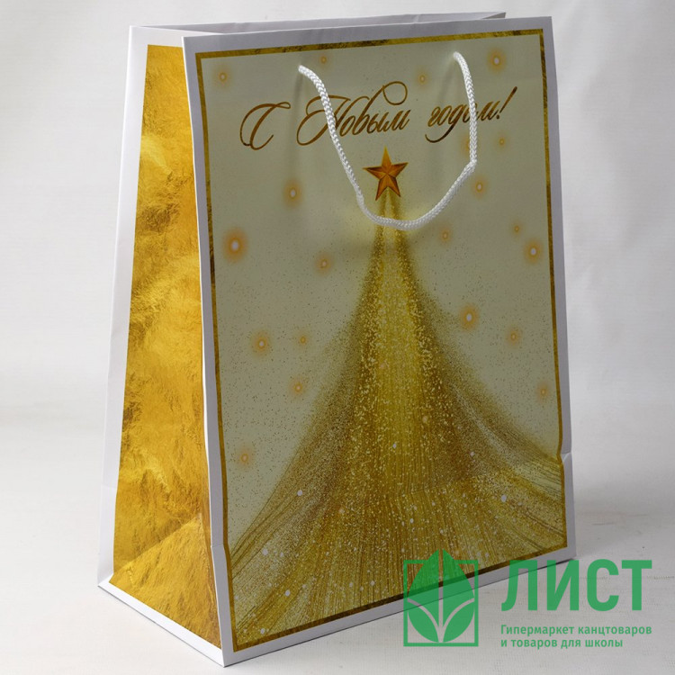 Пакет подароч. бумаж. 26*32см "Новогоднее сияние" цв.белый арт.95738FE