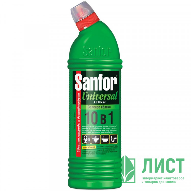 Чистящее средство для сантехники Sanfor 750г Universal, зеленое яблоко арт.1542 (Ст.15)