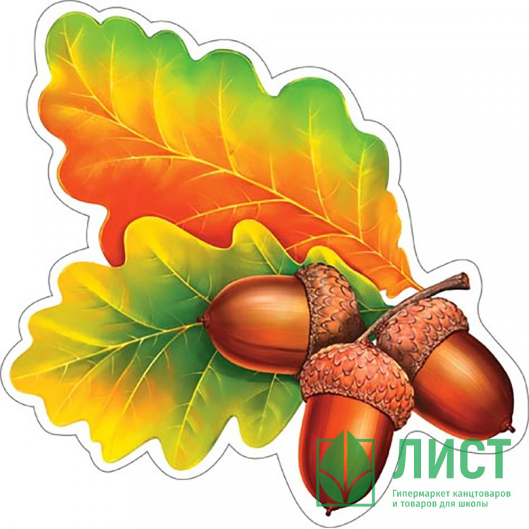 Украшение на скотче "Лист дубовый с жёлудем" 18*18см арт.7-65-192